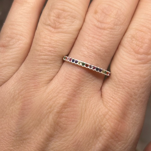 Multicolor CZ Stacking Band Ring - Picture 3 of 4